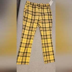 Zara Basic Yellow and Black Checkered Pants